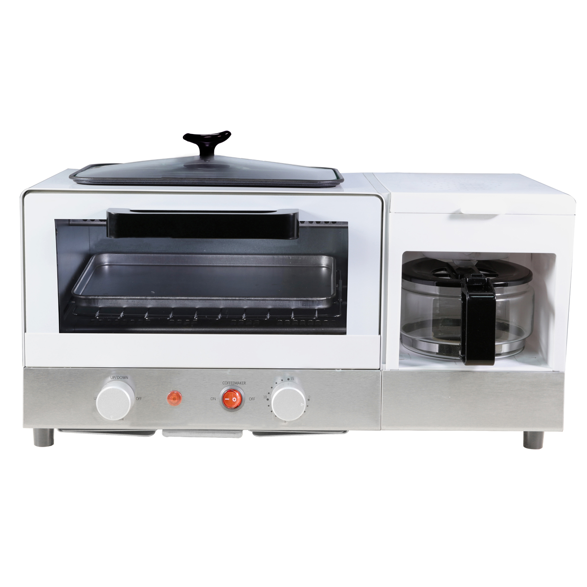 4in 1 Multi Function Breakfast Maker Machine with Toast Oven Coffee Pot Frying Pan 