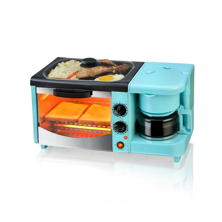 Blue Color 9L Oven Toaster Coffee Maker Machine Multifunctional Electric 3 in 1 Breakfast Makers